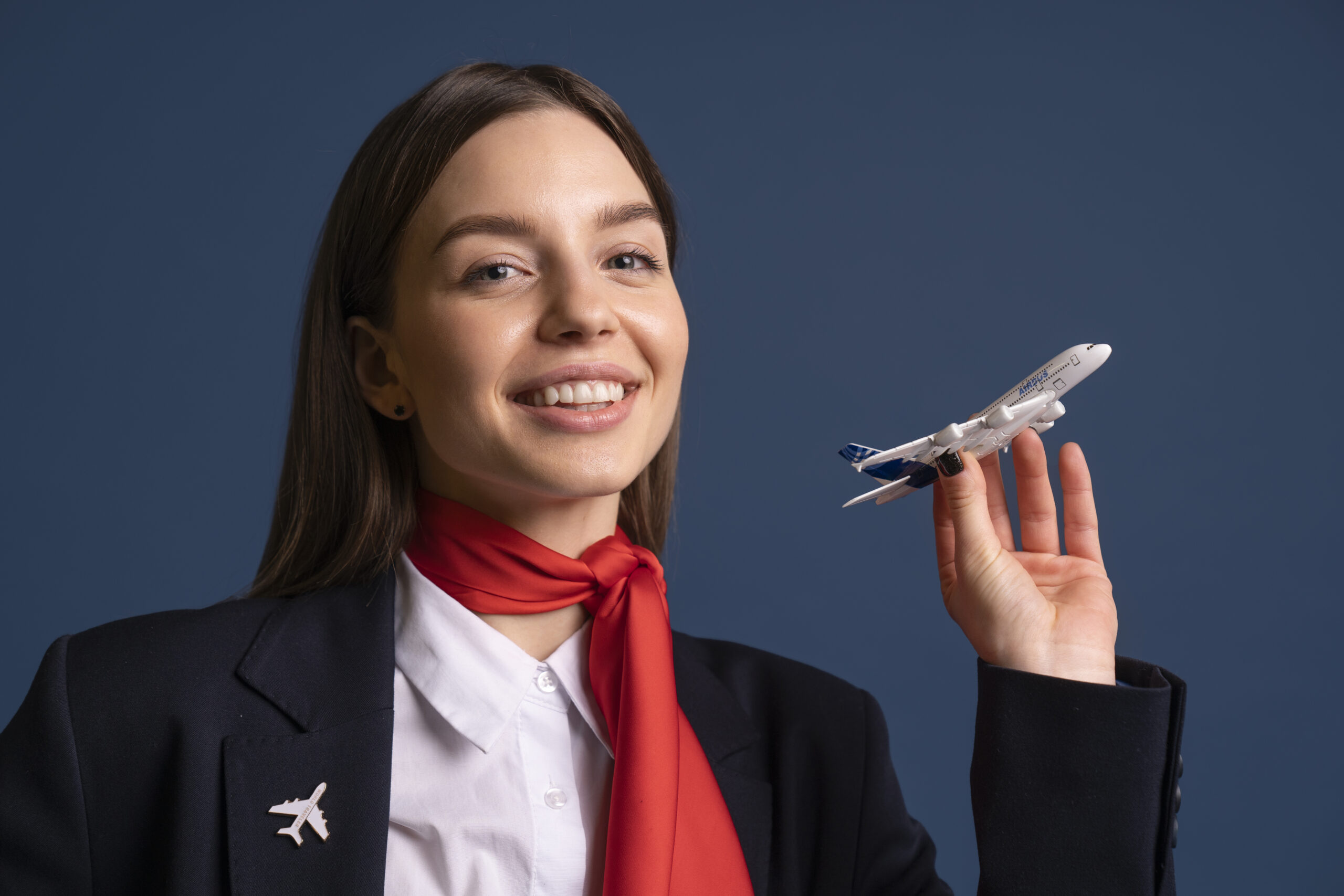 portrait-flight-attendant-with-plane-figurine
